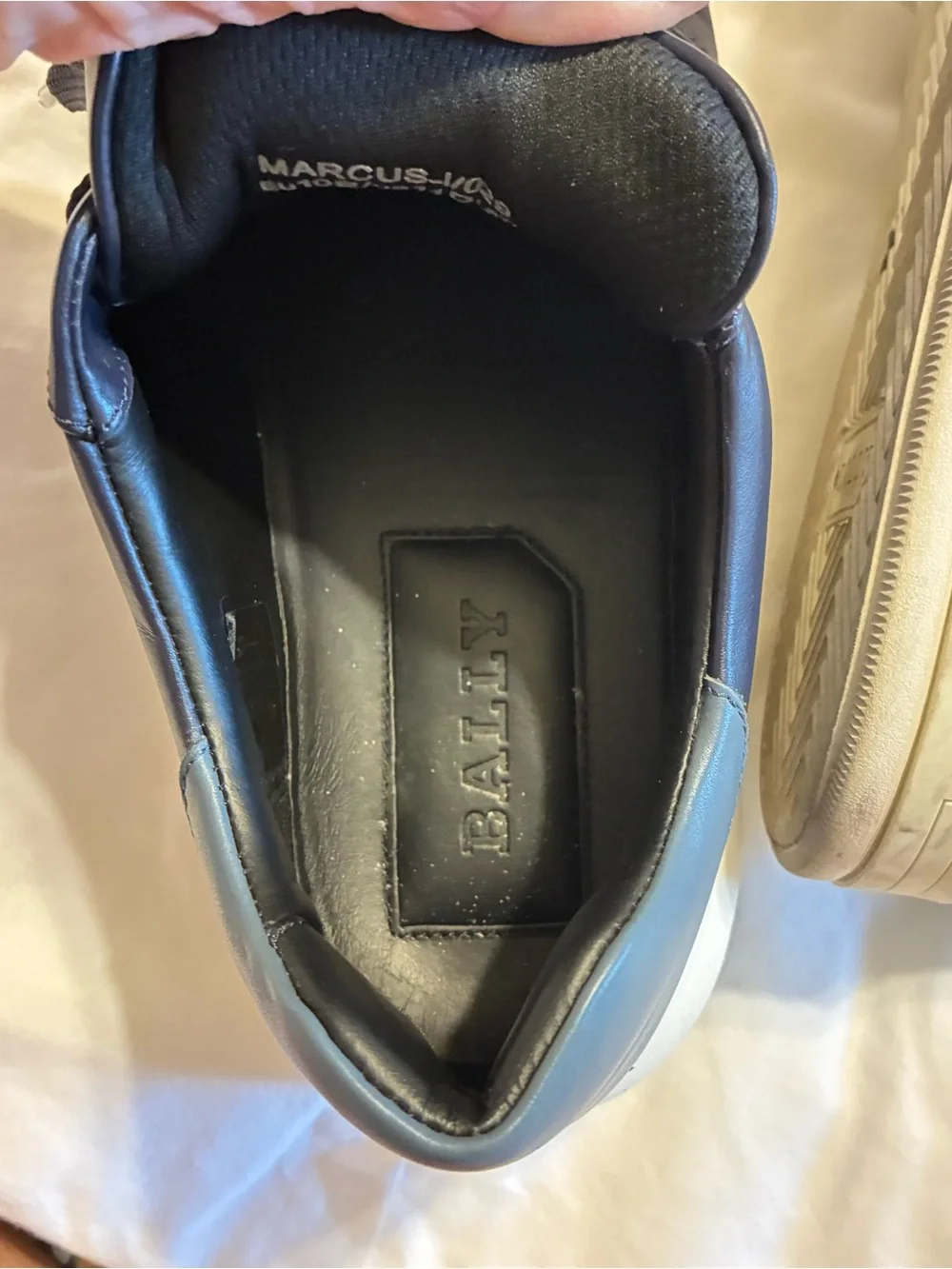 Bally Marcus Navy Leather Low-Top Sneakers with Light-Blue Stripe